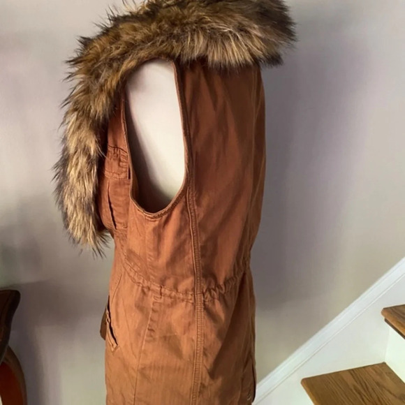 Anthropologie Hei Hei Brown Cargo Fur Collar Vest XS - Picture 7 of 8